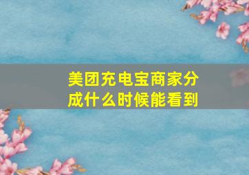 美团充电宝商家分成什么时候能看到