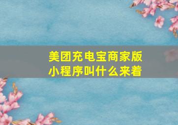 美团充电宝商家版小程序叫什么来着