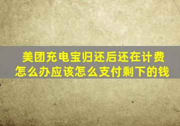 美团充电宝归还后还在计费怎么办应该怎么支付剩下的钱