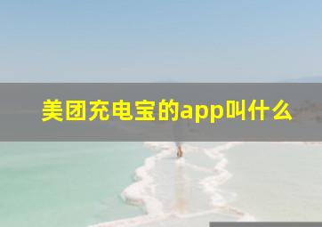 美团充电宝的app叫什么