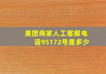 美团商家人工客服电话95172号是多少