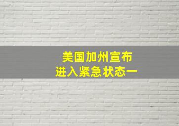 美国加州宣布进入紧急状态一