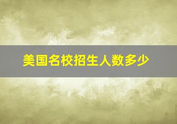 美国名校招生人数多少