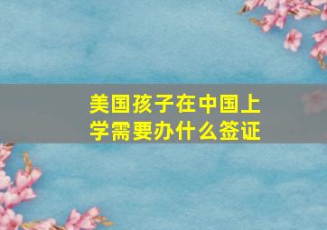 美国孩子在中国上学需要办什么签证