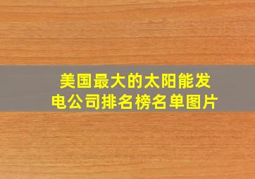 美国最大的太阳能发电公司排名榜名单图片