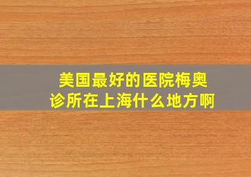 美国最好的医院梅奥诊所在上海什么地方啊