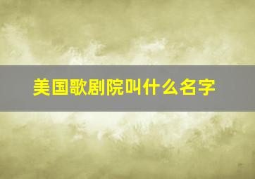 美国歌剧院叫什么名字