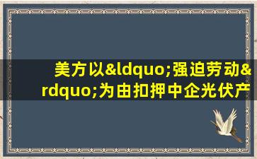 美方以“强迫劳动”为由扣押中企光伏产品