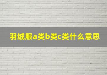 羽绒服a类b类c类什么意思