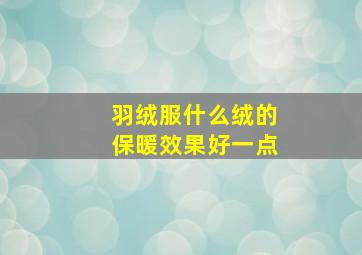 羽绒服什么绒的保暖效果好一点