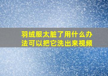 羽绒服太脏了用什么办法可以把它洗出来视频