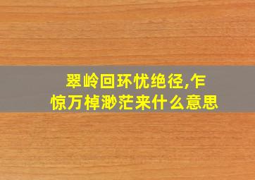 翠岭回环忧绝径,乍惊万棹渺茫来什么意思