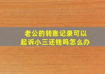 老公的转账记录可以起诉小三还钱吗怎么办