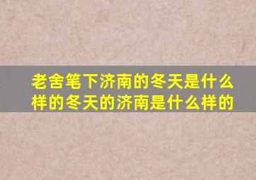 老舍笔下济南的冬天是什么样的冬天的济南是什么样的