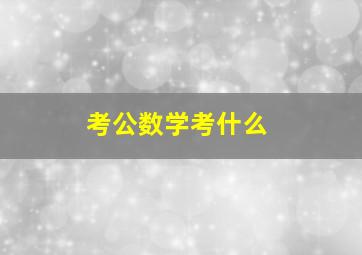 考公数学考什么