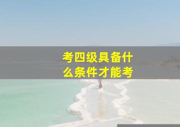 考四级具备什么条件才能考