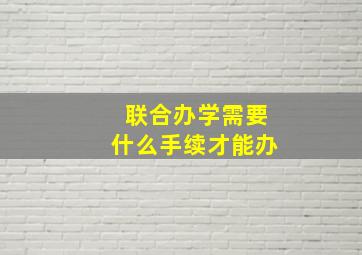 联合办学需要什么手续才能办