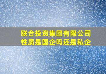 联合投资集团有限公司性质是国企吗还是私企