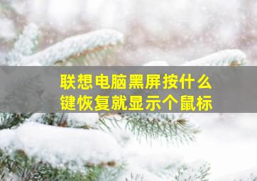 联想电脑黑屏按什么键恢复就显示个鼠标