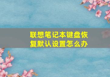 联想笔记本键盘恢复默认设置怎么办