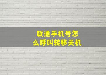 联通手机号怎么呼叫转移关机