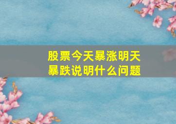 股票今天暴涨明天暴跌说明什么问题