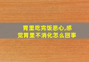 胃里吃完饭恶心,感觉胃里不消化怎么回事