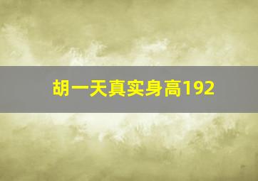 胡一天真实身高192