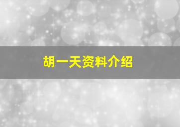 胡一天资料介绍