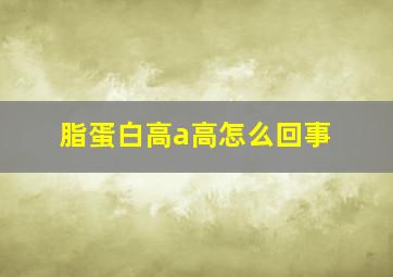 脂蛋白高a高怎么回事