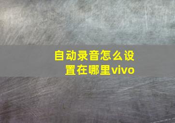 自动录音怎么设置在哪里vivo