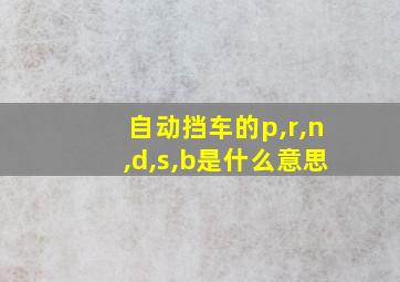 自动挡车的p,r,n,d,s,b是什么意思