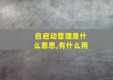 自启动管理是什么意思,有什么用