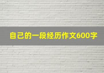 自己的一段经历作文600字