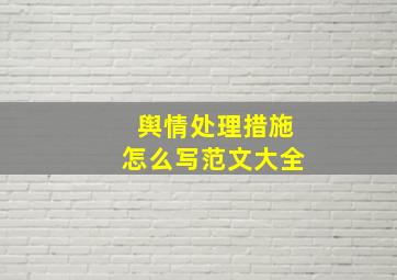 舆情处理措施怎么写范文大全