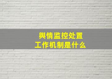 舆情监控处置工作机制是什么