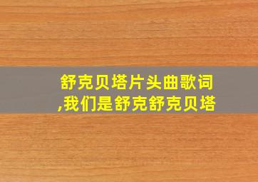 舒克贝塔片头曲歌词,我们是舒克舒克贝塔