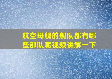 航空母舰的舰队都有哪些部队呢视频讲解一下