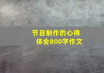 节目制作的心得体会800字作文