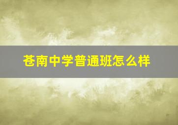 苍南中学普通班怎么样