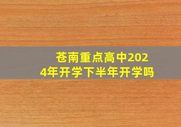 苍南重点高中2024年开学下半年开学吗