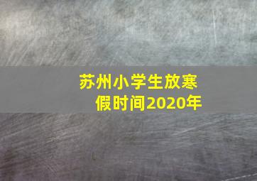 苏州小学生放寒假时间2020年