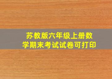 苏教版六年级上册数学期末考试试卷可打印