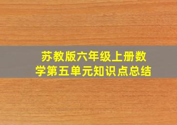 苏教版六年级上册数学第五单元知识点总结