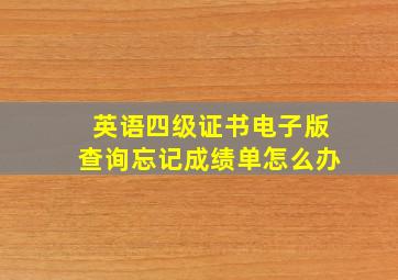 英语四级证书电子版查询忘记成绩单怎么办