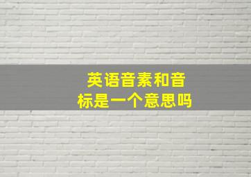 英语音素和音标是一个意思吗