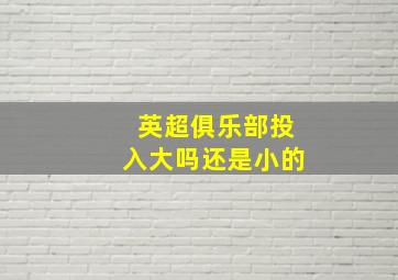 英超俱乐部投入大吗还是小的