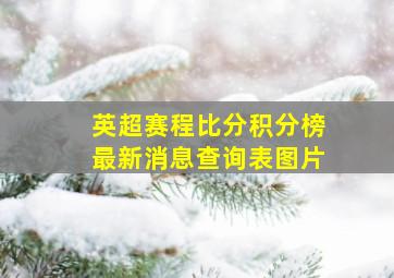 英超赛程比分积分榜最新消息查询表图片