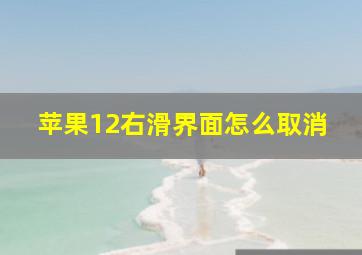 苹果12右滑界面怎么取消