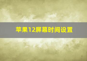 苹果12屏幕时间设置